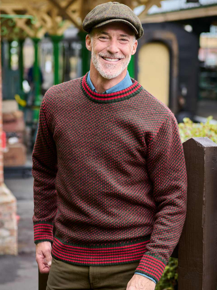 Men's Green Norwegian Style Jumper On Model