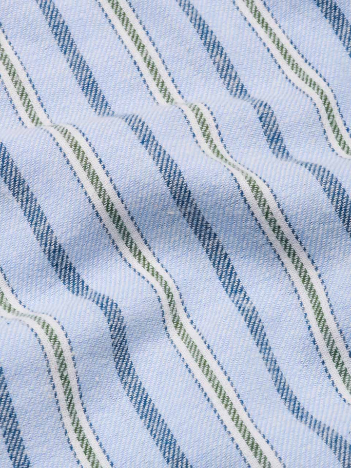 Blue & Green Stripe Flannel Nightshirt with Night Cap