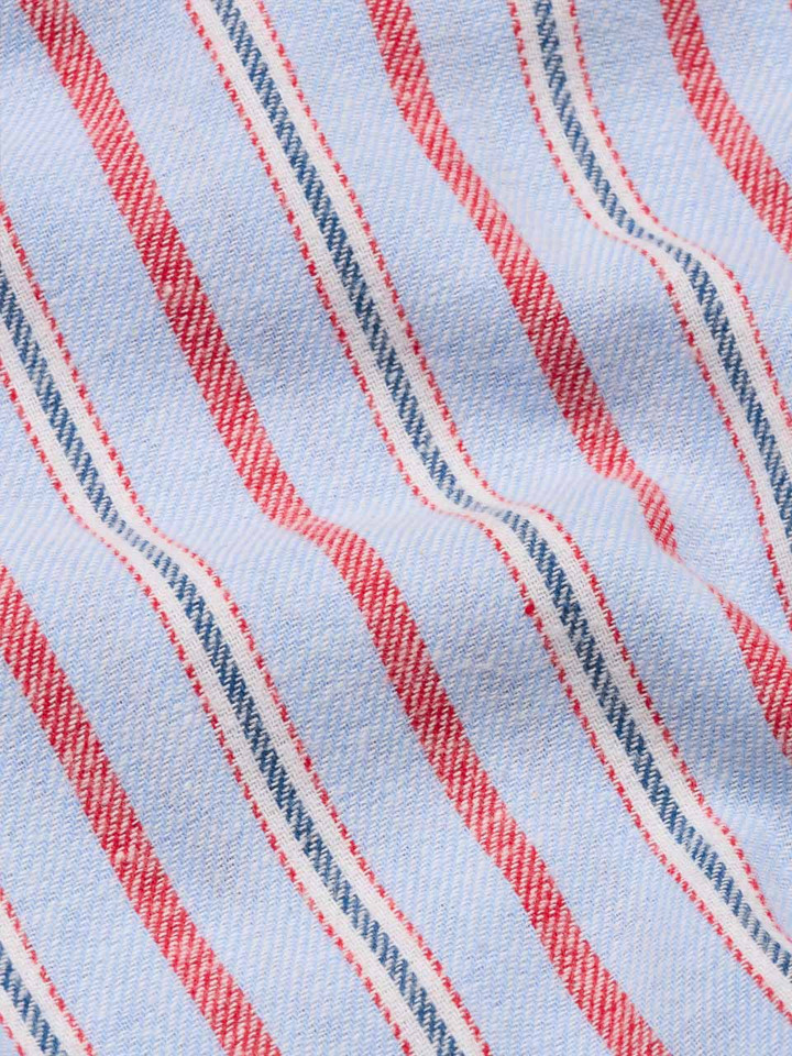 Blue & Red Stripe Flannel Nightshirt with Night Cap