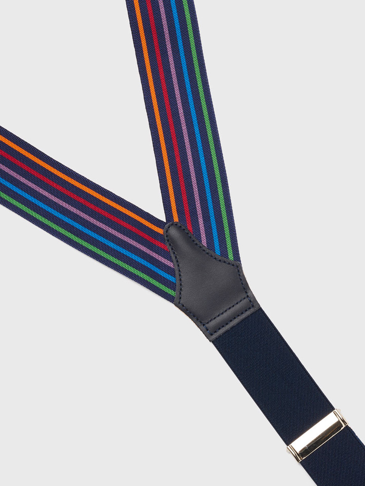 Multicoloured Stripe Braces Y back