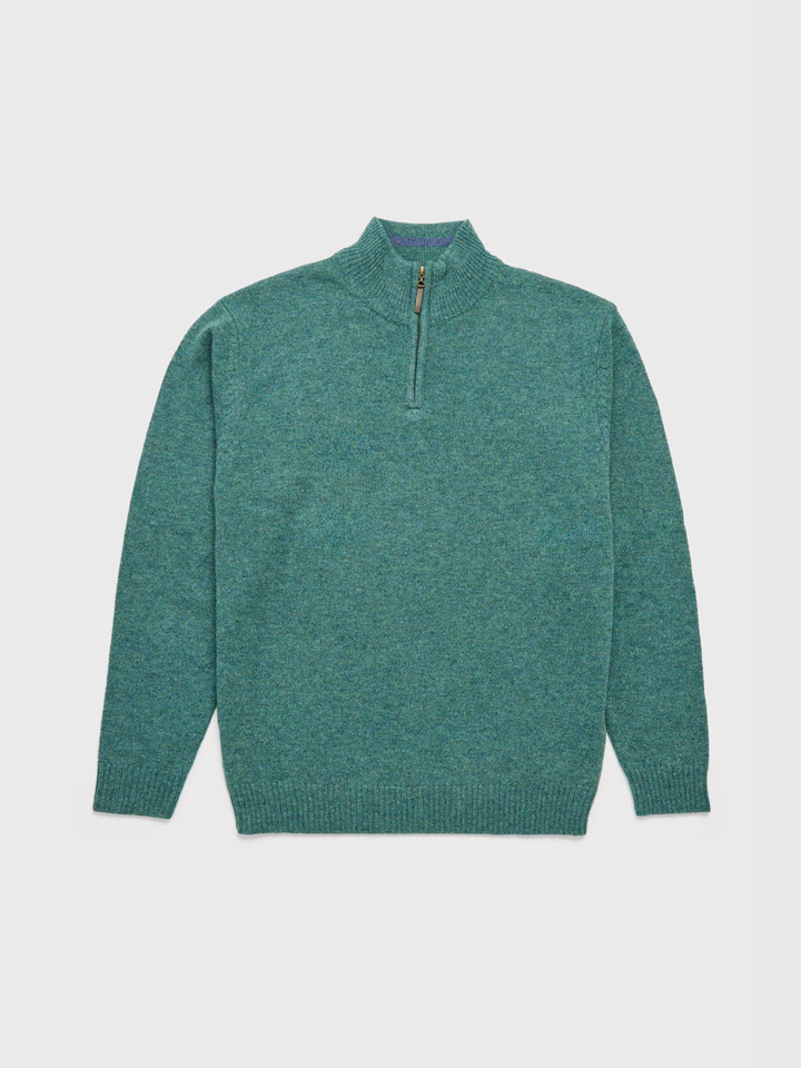 Seafoam Green Lambswool Zip Jumper Flat