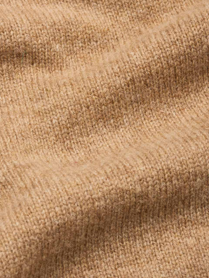 Sand Lambswool Zip Jumper Closeup