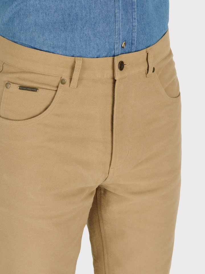 Biscuit Beige Moleskin Jeans Fly + Zip