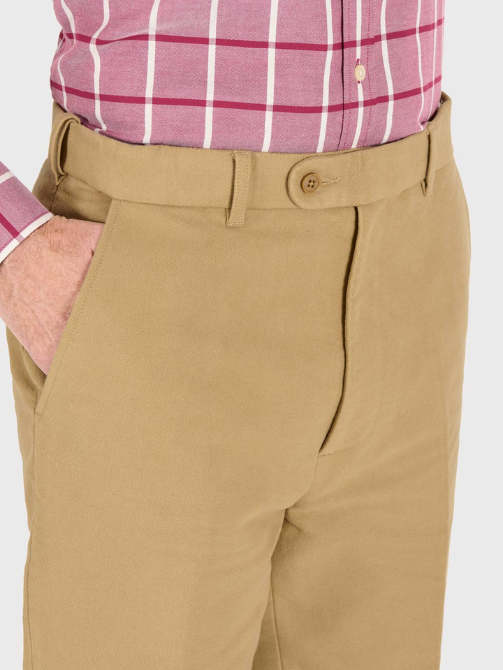 Biscuit Beige Moleskin Trousers Front