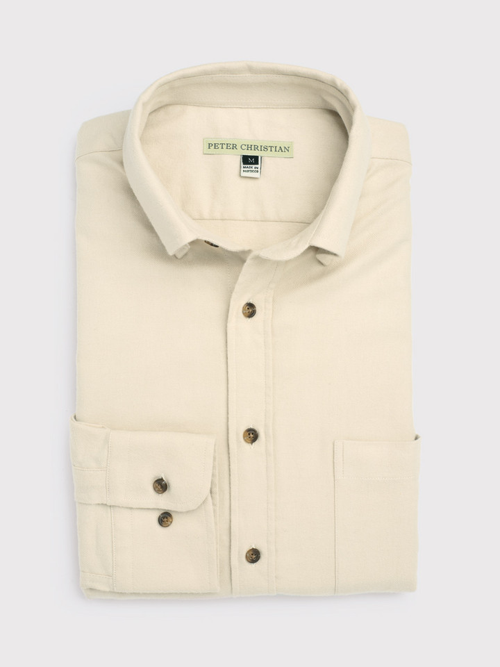 Men's Stone Beige Brushed Cotton Shirt