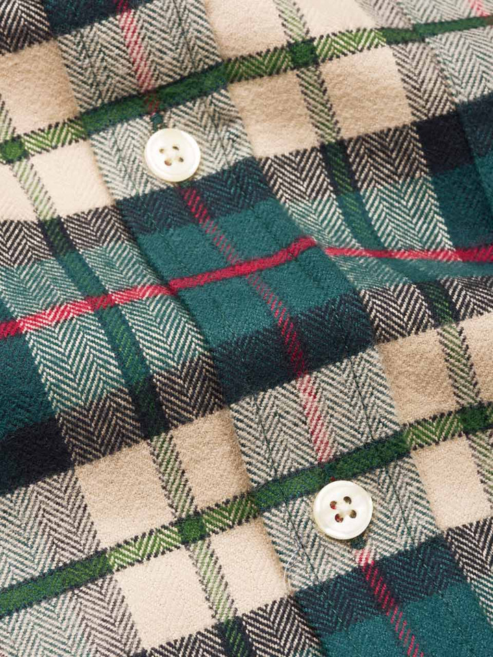 Green Flannel Check Shirt Close Up