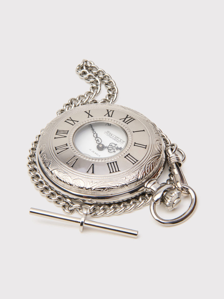 Jean Pierre Chrome Plated Half Hunter Pocket Watch Closed