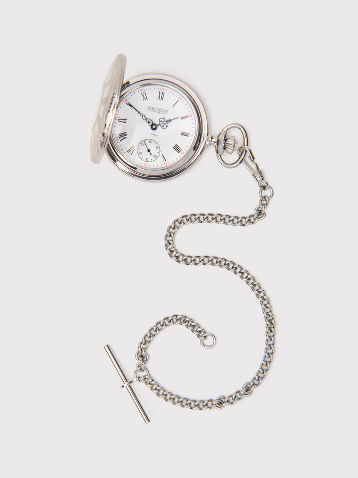 Jean Pierre Chrome Plated Half Hunter Pocket Watch