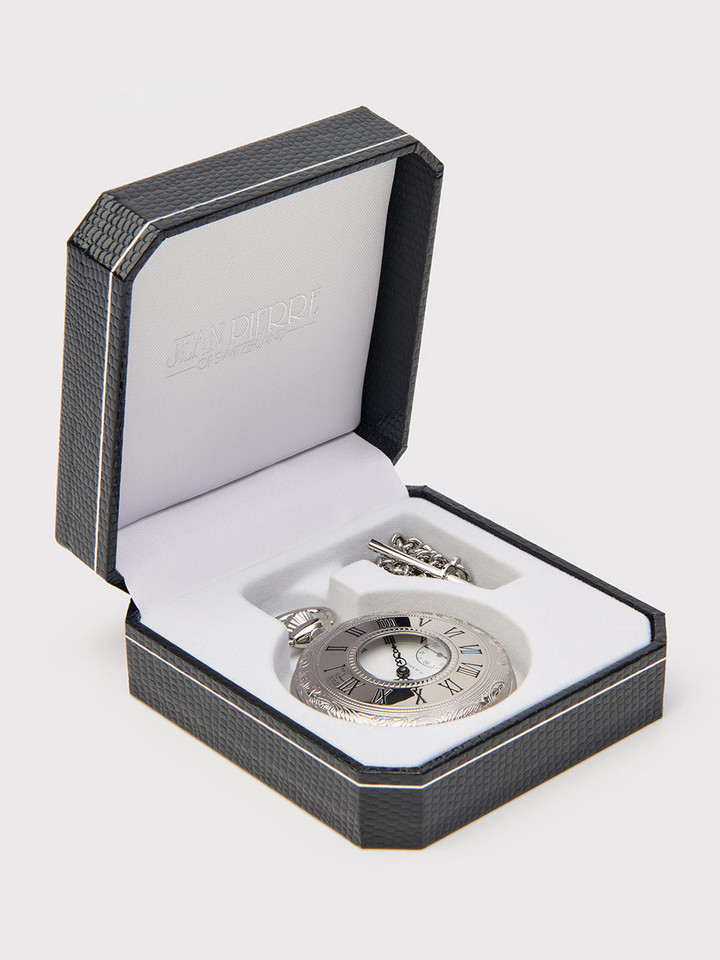 Jean Pierre Chrome Plated Half Hunter Pocket Watch Box