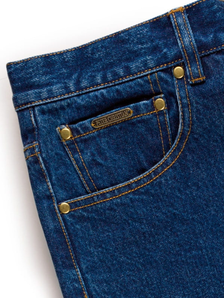Men's Classic Blue Denim Jeans Pocket Detail