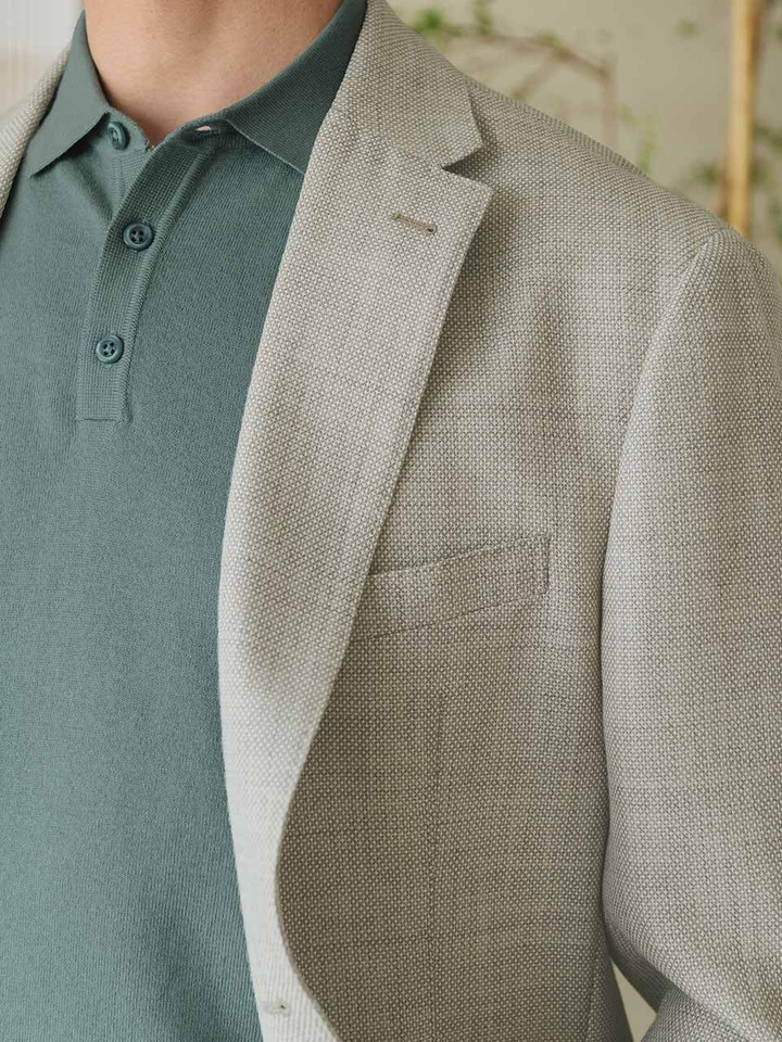 Wool & Egyptian Cotton Jacket Flat Inner Pocket  Collar