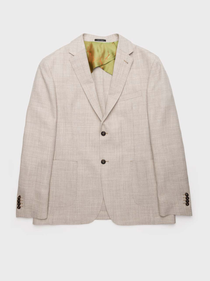 Wool & Egyptian Cotton Jacket Flat Front