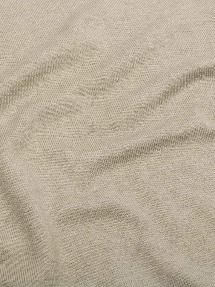 Men's Taupe Beige Fine Knit Cotton Polo Shirt Detail