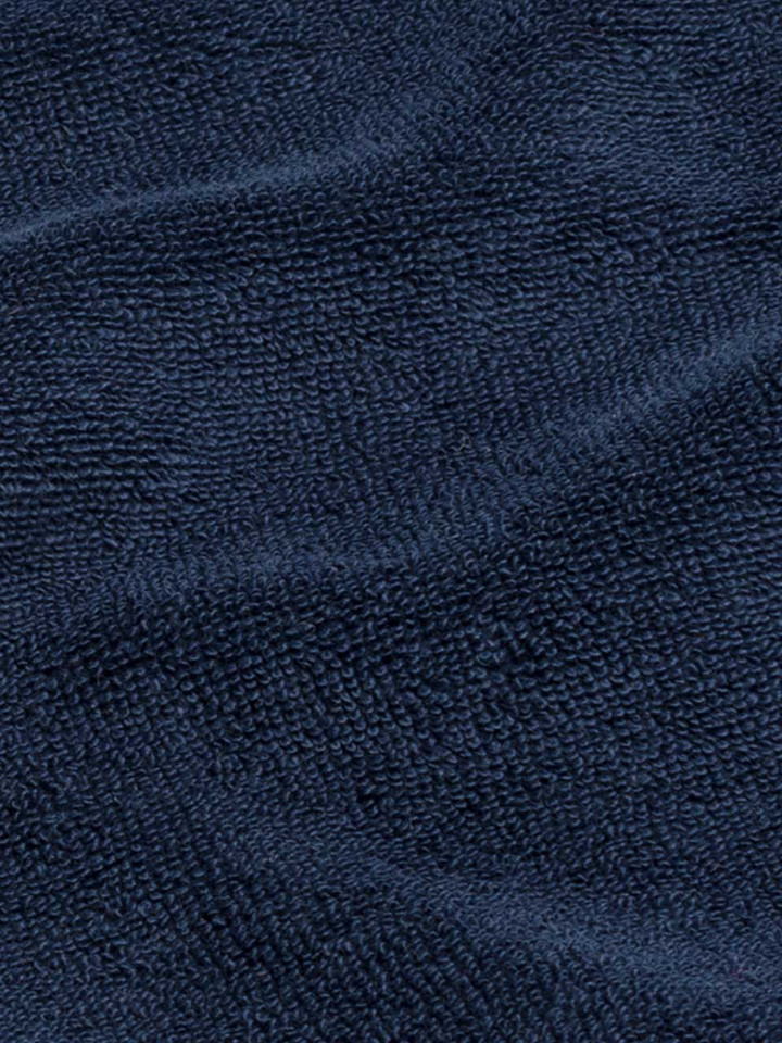 Men's Navy Zip Neck Cotton Towelling Polo Shirt Close-up