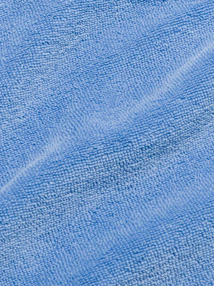 Men's Blue Zip Neck Cotton Towelling Polo Shirt Clos-up