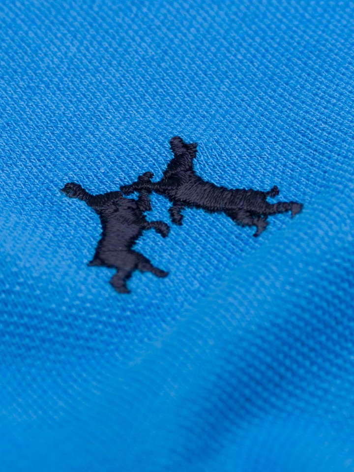 Men's Sky Contrast Trim Cotton Polo Shirt Hares Detail