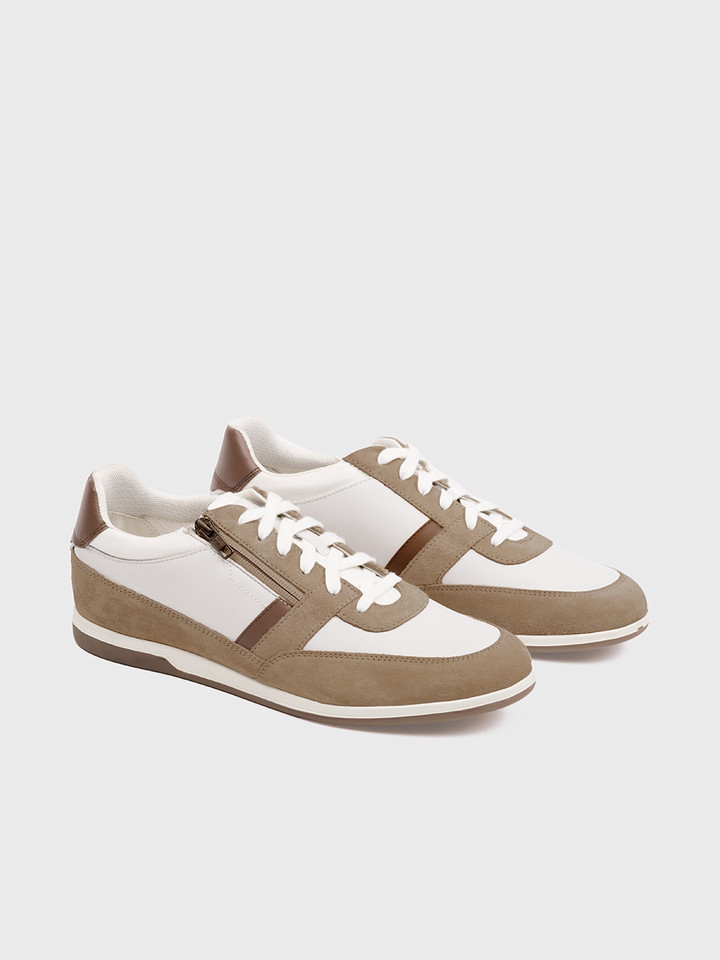 White Geox Renan Lace & Zip Trainers - Toes