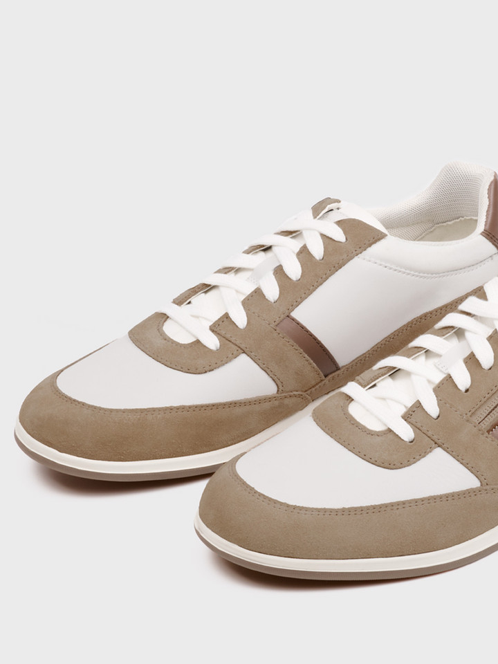 White Geox Renan Lace & Zip Trainers - Laces