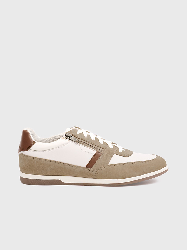 White Geox Renan Lace & Zip Trainers - Side