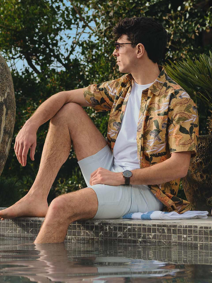 Ice Blue Jeano Shorts Model Closeup