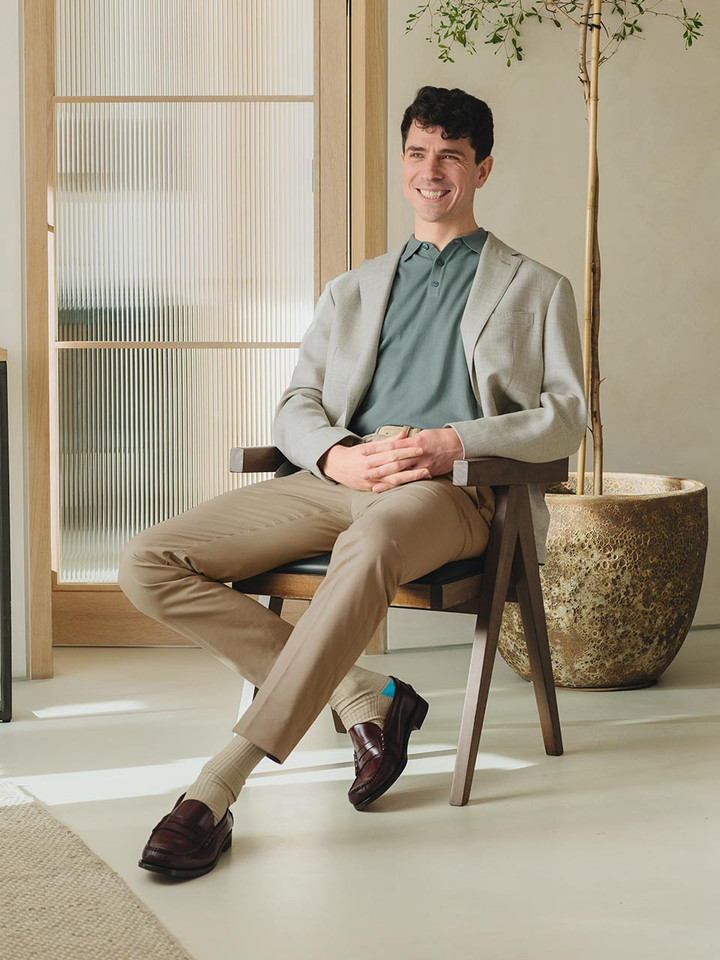 Men's Sand Slim Fit Chinos On Model