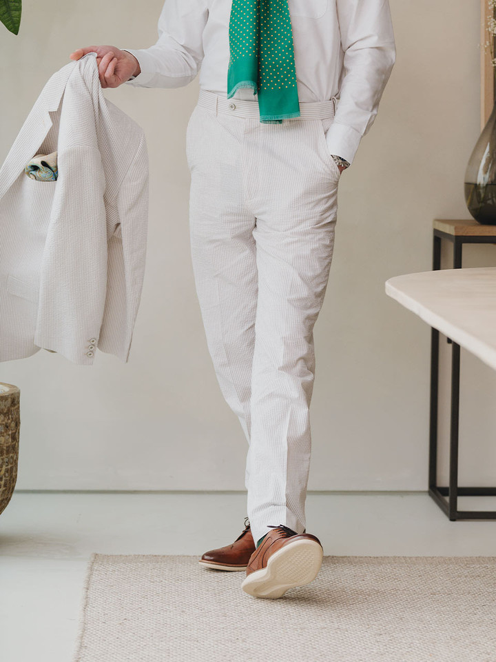 Men's Natural Stripe Seersucker Suit Trousers