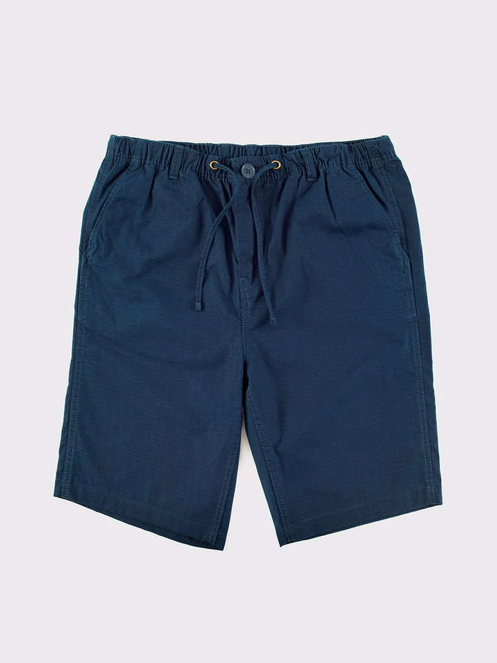 Mens Navy Drawstring Cotton Ripstop Shorts Flat