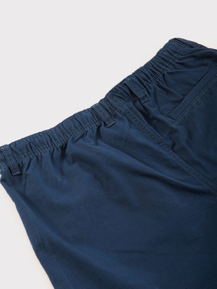 Mens Navy Drawstring Cotton Ripstop Shorts Flat Waistband