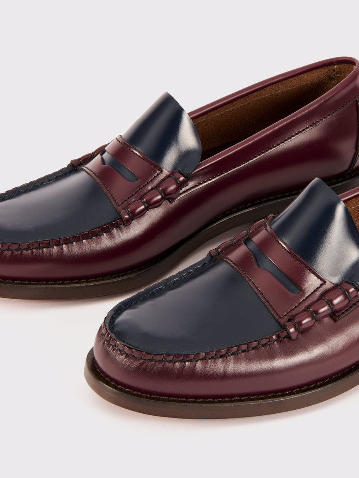 Oxblood Navy Penny Loafer Toes