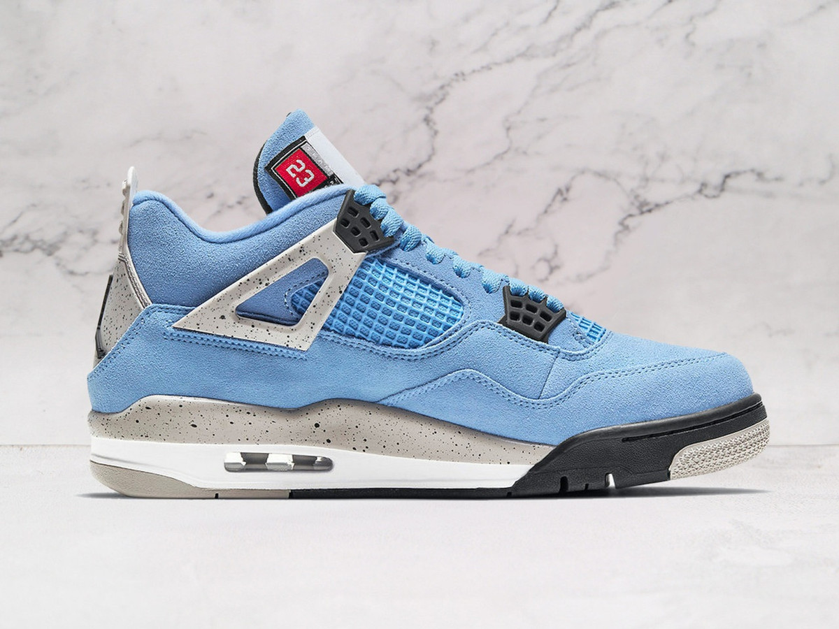 AJ4 University Blue – Speckled Cement Grey Accents