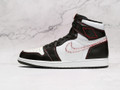 Air Jordan 1 High Defiant - Black Leather with White and Varsity Red Accents