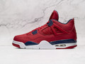 Air Jordan 4 Retro FIBA – Gym Red Upper with Flag-Inspired Netting and Metallic Gold Accents
