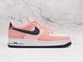 Nike Air Force 1 Low '07 Pink Quartz – Smooth Pink Leather Upper with Floral Patterns and Black Leather Swoosh