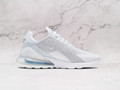 Nike Air Max 270 White Pure Platinum medial angle, showcasing its breathable mesh build, sleek silhouette, and soft foam midsole for superior cushioning