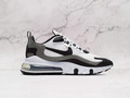 Nike Air Max 270 React White Black Metallic Pewter medial angle showcasing smooth no-sew overlays, breathable mesh construction, and a durable rubber outsole for all-day wearability Nike Air Max 270 React White Black Metallic Pewter medial angle showcasing smooth no-sew overlays, breathable mesh construction, and a durable rubber outsole for all-day wearability