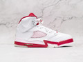 Air Jordan 5 Retro White Pink Red – Side Profile with Bold Color Contrast