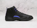 Medial angle of Air Jordan 12 Retro Dark Concord with black sole