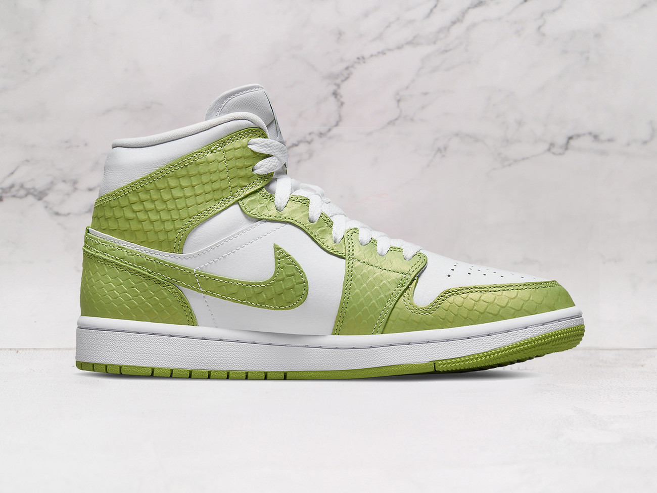 Air Jordan 1 Mid Green Python – Exotic Flair for the Classic Silhouette