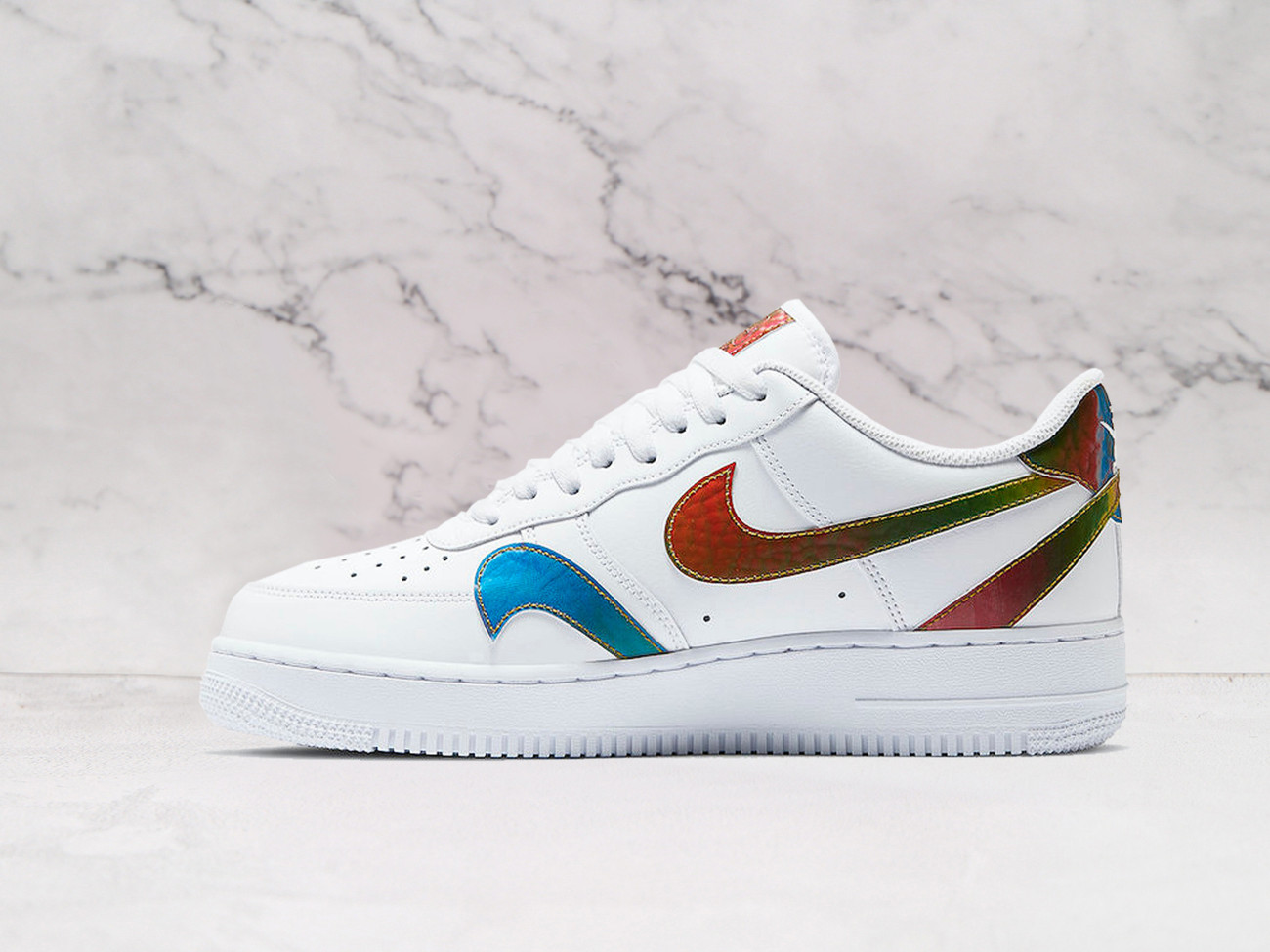 Nike Air Force 1 Low Misplaced Swooshes White Multi (CK7214-101) – Bold Reflective Style