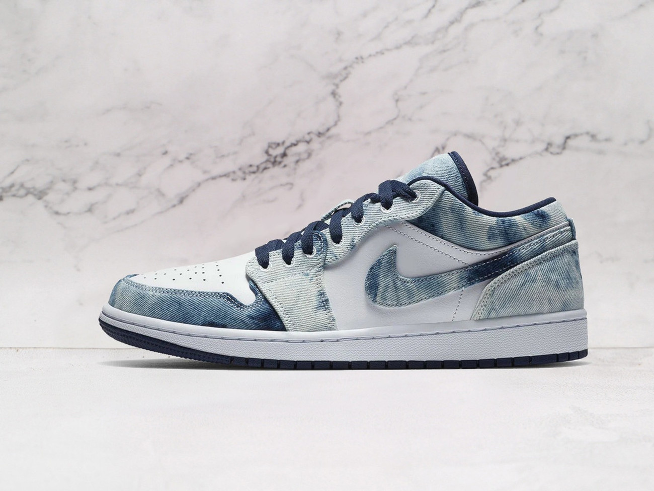Air Jordan 1 Low Washed Denim – White Canvas with Washed Denim Overlays