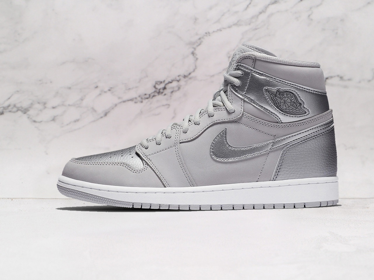 Air Jordan 1 High Japan Neutral Grey 2020 - Premium Grey Suede & Metallic Silver Leather