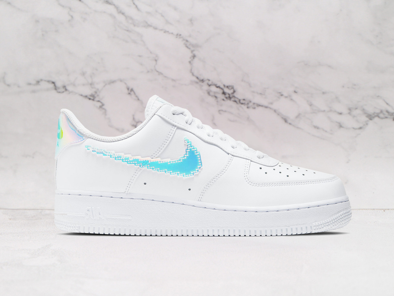 Nike Air Force 1 LV8 'Digital Swoosh' – Leather Upper with Pixelated Swoosh Design and Iridescent Heel Tab