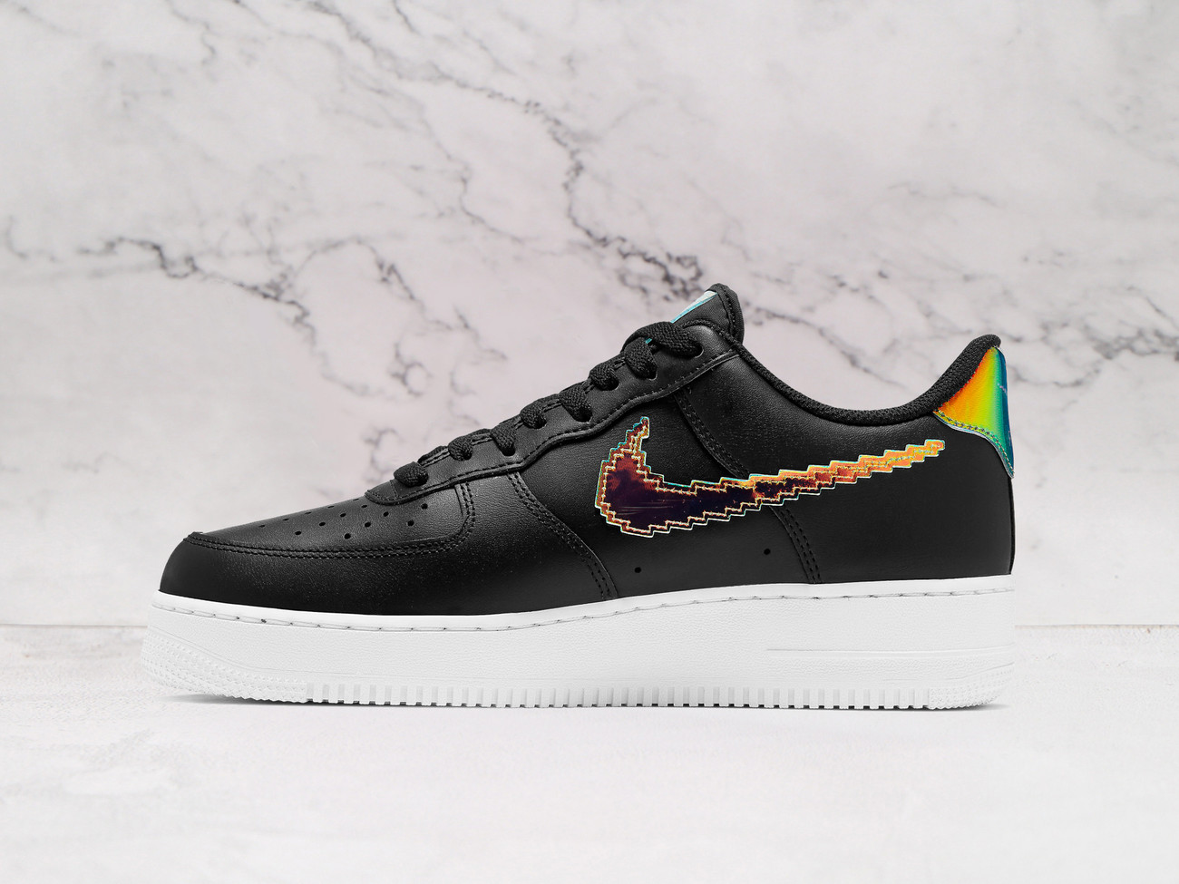 Nike Air Force 1 LV8 Black Digital Swoosh – Black Leather Upper with Digital-Style Swoosh