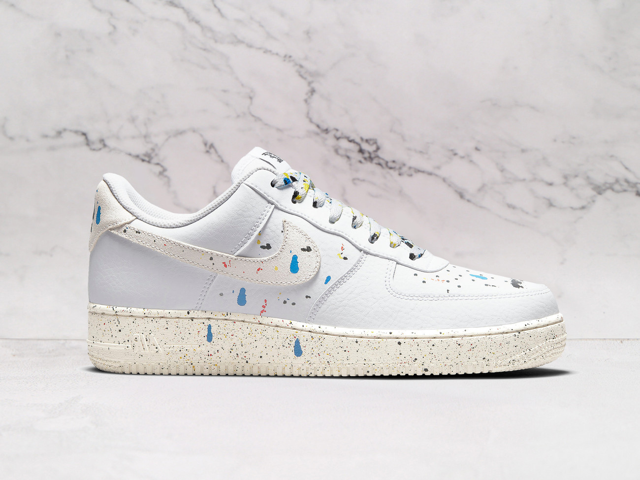 Nike Air Force 1 LV8 Paint Splatter White – White Leather Upper with Multicolored Paint Accents