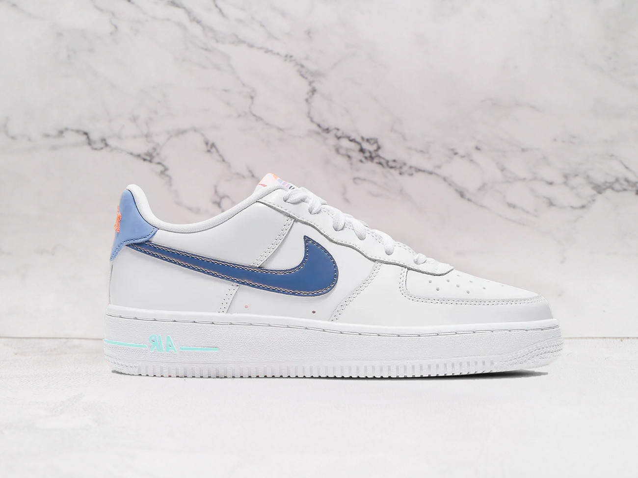 Nike Air Force 1 LV8 White Dark Purple Dust – White Leather Upper with Metallic Swoosh Logos and Sunset-Inspired Accents