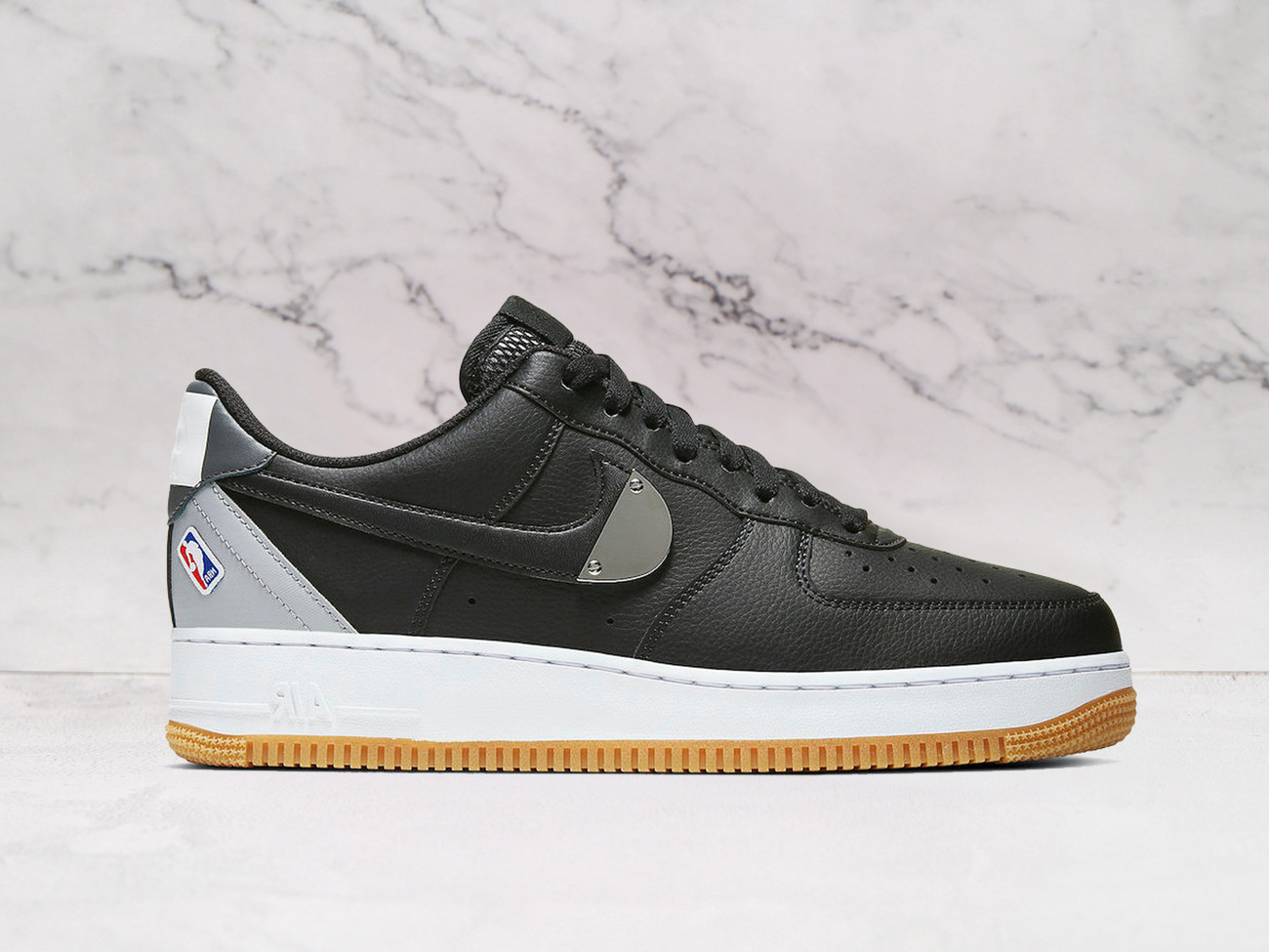 Nike Air Force 1 LV8 NBA Black – Black Leather Upper with NBA Branding and Basketball Graphic