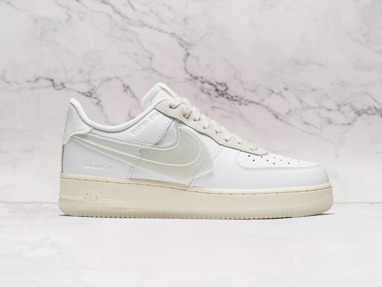 Nike Air Force 1 DNA Plastic Swoosh – White Leather Upper with Removable Swoosh Logos