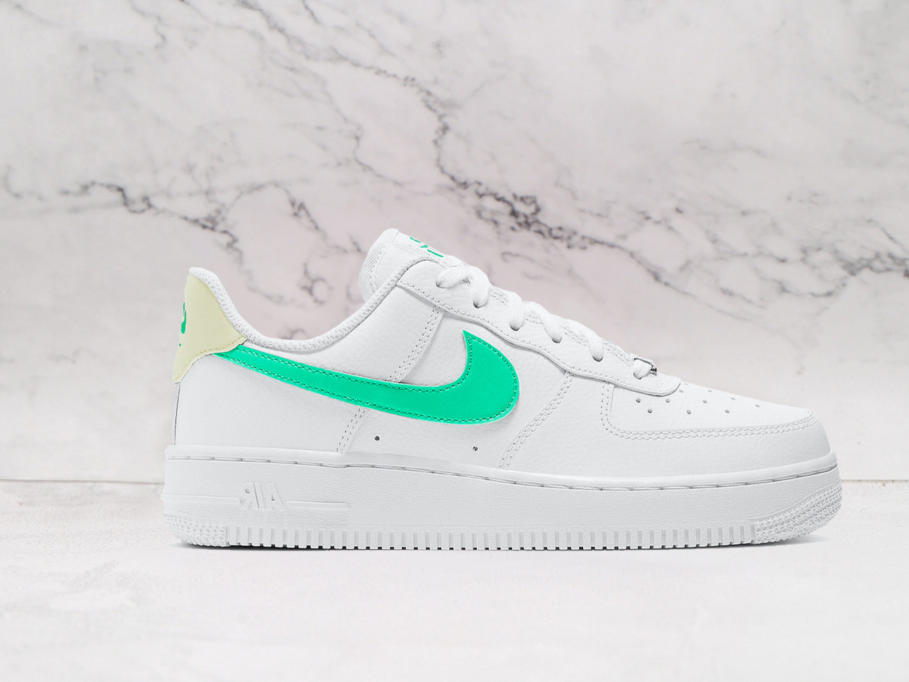 Nike Air Force 1 Low 'Green Glow' – White Leather Upper with Green Glow Swoosh and Heel Branding