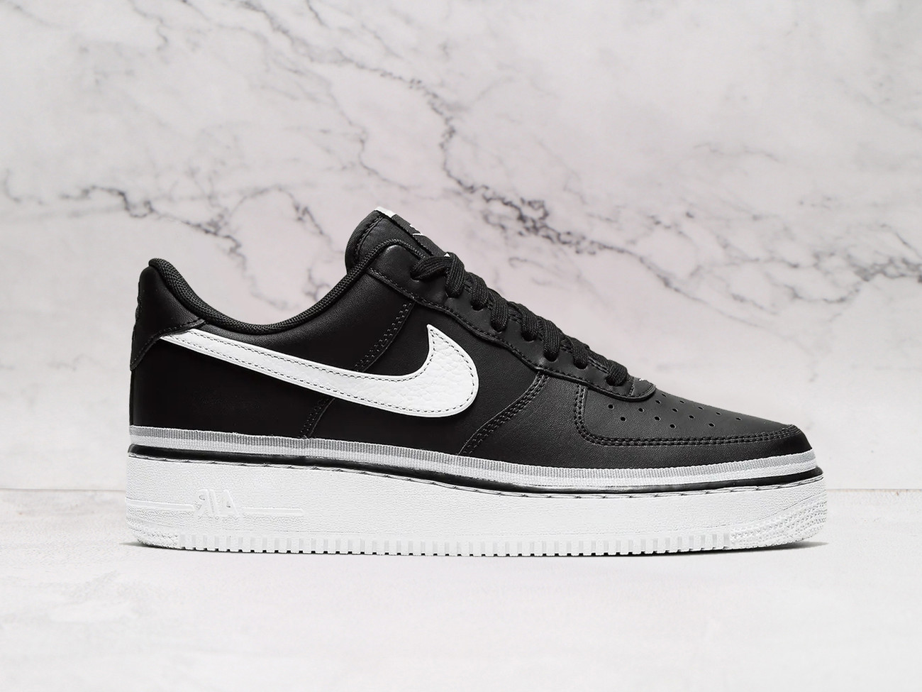 Nike Air Force 1 Low 'Ribbon' Black/White – Black Leather Upper with White Swooshes and Ribbon Detail