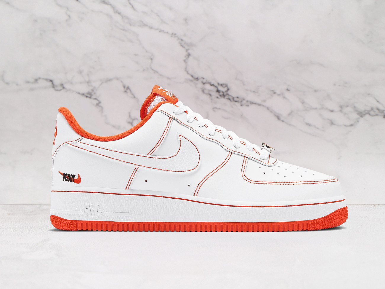 Nike Air Force 1 Low 'Rucker Park' 2020 – White Leather with Orange Accents and '10039' Embroidery